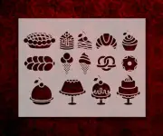 Baked Goods Dessert Pie Cake Ice Cream 8.5" x 11" Stencil FREE SHIPPING (775)