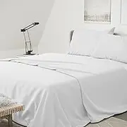 RUN HELIX 4 Piece King Bed Sheet Set - Ultra Soft Microfibre Fabric Fitted Sheet Set Anti-Fade and Anti-Shrinkage, Fitted Sheet & Flat Sheet & 2 Pillowcases, White