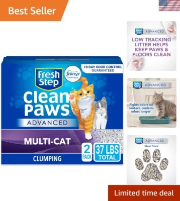 Clumping Cat Litter, Advanced, Clean Paws Multi-Cat, Extra Large, 37 Pounds t...