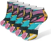 [LPSADGF] Color Wall Graffiti Socks Low Cut Ankle Sock Athletic Running Low Cut Socks Thin Soft Ankle Socks Unisex, White, One Size Short, White, One Size Short