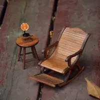 在飛比找樂天市場購物網優惠-微型家具模型 紅木迷你實木躺椅子唱片機微縮擺件 中國古風娃娃