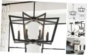 8-Light Black Metal Chandelier for Dining Room, Modern Farmhouse D27.7" 8-Light