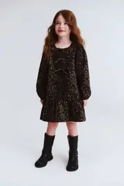 [Cotton On Kids] Cotton On Kids - Betty Bow Front Denim Dress - Taupy brown/leopard 2 TAUPY BROWN/LEOPARD