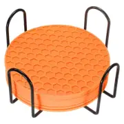 8 Pcs Silicone Coasters with Holder, 4 Inch Round Coaster for Drink, Orange