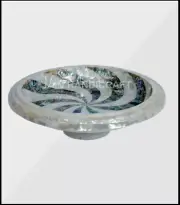 12" White Marble Fruit Bowl Art Inlay paua shell mop Restaurant Table home Decor