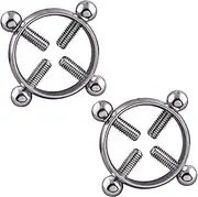 2pcs Adult Non-Piercings Nipple Rings Stainless Steel Breast Nipple Shields Ring Circle Clamp Screw Clip Flirt Toy Great for Women Men Lovers Couples (Color : Silver)
