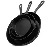 Non Stick Frying Pan Set, 3PCS Cast Iron Pan, Steak Skillet BBQ Induction Cookware Frypan, Kitchen Dinner Set Utensil Pans