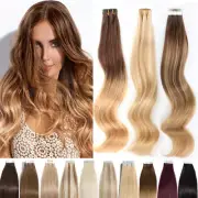 AU CLEARANCE Tape In On Russian Remy Human Hair Extensions Skin Weft Ombre THICK