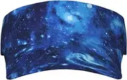 Blue Universe Space Galaxy Print Sunscreen Visor Hats for Women Men Adjustable Empty Top Beach Cap Hat Adults Outdoor Sports, Black, One Size
