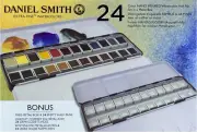 Daniel Smith Color Hand Poured Pan Set with BONUS Metal Box and Empty Half Pans,