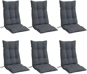vidaXL Highback Chair Cushions - Set of 6 Anthracite Sofa Seat Pads for Outdoor/Indoor Use with Non-Slip Design, Breathable Oxford Fabric, 120x50x7cm
