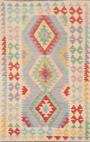Traditional Reversible Kilim Accent Rugs Handwoven Wool Carpet 3x5 ft