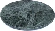 Creative Home Natural Marble Round Trivet Cheese Board Dessert Serving Plate, 8" Diameter, Green