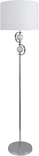[Lexi Lighting] Rialto Floor Lamp, Chrome Metal Stand, White Fabric Shade, E27, 160cm Height, Ideal Home Décor for Ambient Lighting