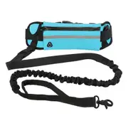 Running Waist Bag with Reflective Dog Walking Leash for Night Jogging with Leash for Outdoor Activities, Blue