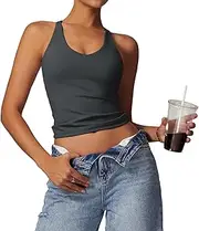 [TianheInnove] Women's Cross-Back Yoga Tank,Soft Brushed Fitness Top for Gym,Hot Yoga,Outdoor Workouts