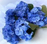 Real Touch Blue Hydrangea Stem Faux Silk Artificial Latex Soft Touch Flowers x 1