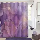 Purple Marble Shower Curtain, Abstract Lavender Gold Fabric Shower Curtains