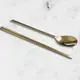 韓國 不鏽鋼筷金色筷子/湯匙 組合