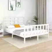 NNEVL Bed Frame White Solid Wood 137x187 Double Size