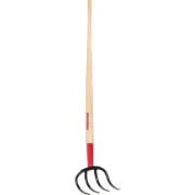Razor-Back Potato Hook Forged Steel Coated Tines+Ferrule Strong Hardwood Handle