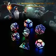 Rechargable DND Dice Light Up Dice 7 PCS Glowing Balanced LED Dice Electronic Dices DD Dungeons and Dragons Polyhedral Dice Set RPG Role Playing Table Game