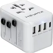 HEYMIX International Travel Adapter, Universal Adapter Travel Plug, 3-Port USB & Type-C All in One European,UK,USA,Bali,India to AUS World Travel Power Plug Over 200 Countries for Phones&Laptops White