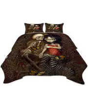 Dark Art I'm Almost With You Girl and Skeleton Coverlet