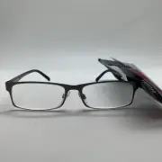 E383 Foster Grant TECH DREW GUN + 1.75 Reading Glasses READERS STAINLESS STEEL