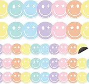 JarThenaAMCS 12Pcs Preppy Happy Face Magnetic Bulletin Board Border Pastel Smile Face Magnetic Strips Border Trim for Office Classroom Decor
