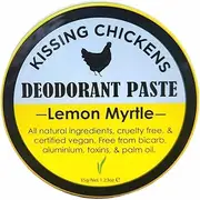 Kissing Chickens Bicarb-free Deodorant Paste - Certified Vegan, Organic Ingredients, Plastic Free, developed in the heat & humidity of North Qld – one application lasts all day – 35g… (Lemon Myrtle)