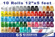 10 roll 12" Adhesive Backed Vinyl for Craft Die & Sign Cutters, Die & Punch cut