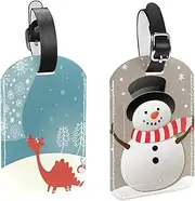 [WOSHJIUK] Luggage Tags,2 Pack Labels Suitcase Tags,Snow Man,Luggage Tags Privacy Protection Travel Bag Tag