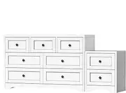 ALFORDSON Hamptons 2-Drawer Bedside Table＆7 Chest Drawers Combo, Modern Storage Cabinet Set with 9 Drawers, White