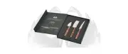 Fox Knives Due Cigni 3-Knife Set Italian Walnut Wood Cheese Knives