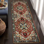 Lahome Traditional Oriental Runner Rug, 2'6''x8' Non-Slip Red Hallway Runner, Washable Rugs and Mats for Kitchen, Laundry Room, Entryway Area