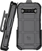 Case with Clip for Kyocera DuraForce Pro 3 Phone, Nakedcellphone Special Ops Tactical Armor Rugged Shield Protective Cover and [Rotating Ratchet] Belt Hip Holster [Matte Grip Texture] - Black