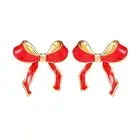 Enamel Ribbon Bowknot Studs Earrings Elegant Piercing Ear Rings for Daily Wear
