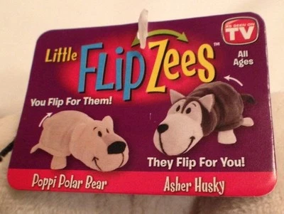 FlipaZoo Little Flipzee 5" Plush As seen on TV Poppi Polar Bear/Asher Husky New