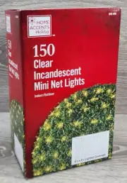 NEW HOME ACCENTS 150 CLEAR INCANDESCENT STUNNING DISPLAY MINI NET LIGHTS 4' X 6'