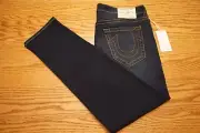 NWT MEN'S TRUE RELIGION JEANS Multiple Sizes Geno Relaxed Slim Dark Blue Wash