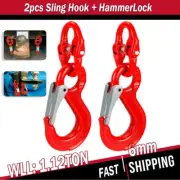 2Pc 6mm Hammerlock Eye Sling Hook Safety Chain Caravan Trailer connecting Extend