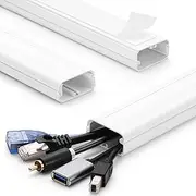 TV Cord Hider - 39 Inch Cable Cover Wall Mount Kit | Wire Concealer for Cords, 1.5" W x 0.75" H x 13" L, 3 Pack, White