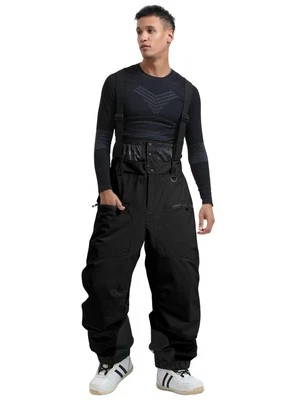 Women Snow Bibs Men Ski Pants Baggy Snowboard Bibs Pants Overall Insulated Wa...