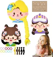Hairstyle Craft Kit - Braiding Styling Kit, Hair Makeover Kit | Multifunctional Hairs Design Princess Theme Decoration Craft Kit, Household Hair Art Projects Headbands Clips Beads