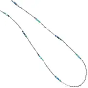NWT Brighton MODERNA Long Blue Crystal Silver Strand Layer Necklace MSRP $118