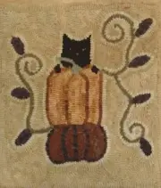 Primitive rug hooking kit hooked peeking kitty cat linen, wool