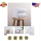 Organic Turkish Cotton Waffle Bath Towels - 32x63" Luxury 2-Pack in White