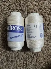 MELROSE Rayonette Yarn White Lot Of 2 Skeins 100 Yards Each