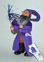 RARE! Halloween 10" Purple WIZARD Warlock Wand Poseable Decoration Annalee 2001